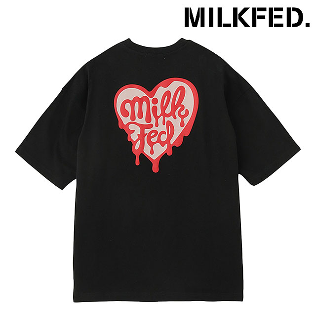 ミルクフェド MILKFED. メルティハートフォームプリント ワイドショートスリーブTシャツ 103252011006 SU25 MELTY HEART FOAM PRINT BLACK  正規取扱店