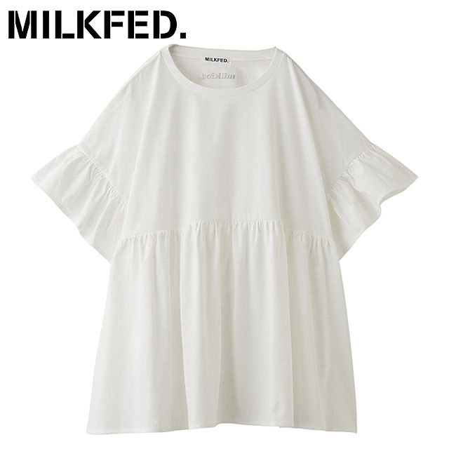 コラボ ミルクフェド MILKFED. オーシャンパシフィック ラッフルチュニック 103252013006 SU25 MILKFED.×OP RUFFLE TUNIC 半袖 Ocean Pacific WHITE 正規取扱店