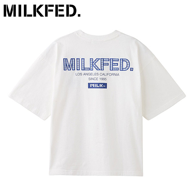 ミルクフェド MILKFED. ミルクフェド プレイドロゴ ワイドショートスリーブTシャツ 103252011010 SU25 MILKFED. PLAID LOGO WIDE S S TEE WHITE  正規取扱店