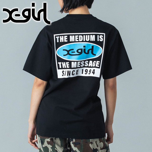 エックスガール X-girl ボックスロゴショートスリーブTシャツ 105258011001 SS25SPOT BOX LOGO S S TEE レディース xgirl トップス 半袖 BLACK  正規取扱店