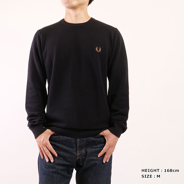 FRED PERRY ブラックニット セーター　Lサイズ FRED PERRY（フレッドペリー） ピケステッチジャンパー K1309-102 FW25