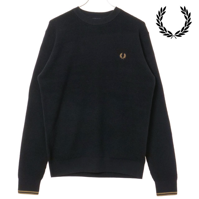 フレッドペリー FRED PERRY ワッフルステッチジャンパー [K6507-102 FW25] WAFFLE STITCH JUMPER メンズ トップス セーター クルーネックニット BLACK 正規取扱店 FRED PERRY（フレッドペリー） ワッフルステッチジャンパー K6507-102