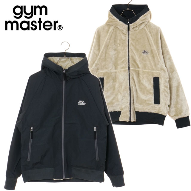 ジムマスター GYM MASTER リバーシブルボア×リップストップフードJKT [G618770-30 FW25] メンズ アウター フリースジャケット 2WAYパーカー ナチュラル/チャコール 正規取扱店 gym master（ジムマスター） リバーシブルボア×リップストップフード