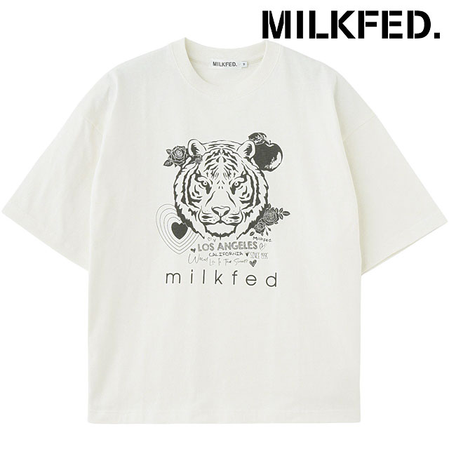 ミルクフェド MILKFED. タイガーショートスリーブティー 103253011005 FW25 TIGER S S TEE レディース トップス 半袖Tシャツ CHARCOAL  正規取扱店 ミルクフェド MILKFED. タイガーショートスリーブティー