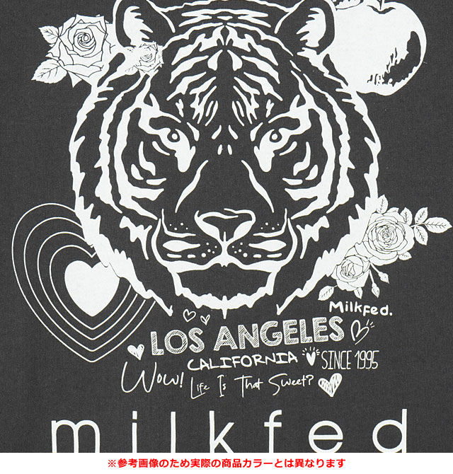 ミルクフェド MILKFED. タイガーショートスリーブティー 103253011005 FW25 TIGER S S TEE レディース トップス 半袖Tシャツ OFF-WHITE  正規取扱店 MILKFED. ミルクフェド タイガーショートスリーブティー