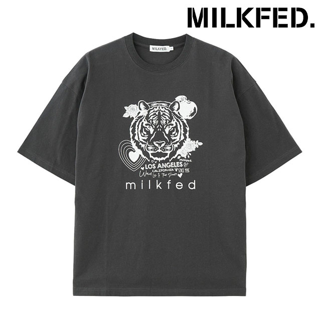 ミルクフェド MILKFED. タイガーショートスリーブティー 103253011005 FW25 TIGER S S TEE レディース トップス 半袖Tシャツ CHARCOAL  正規取扱店