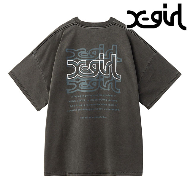エックスガール X-girl オーバープリントミルズロゴ 半袖ビッグティードレス 105253041006 FW25 OVER PRINT MILLS LOGO S S BIG TEE DRESS BLACK 正規取扱店