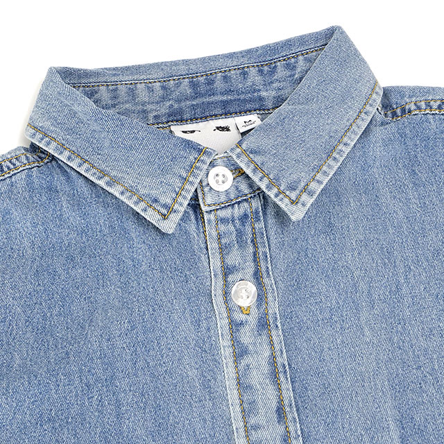 VIP【関税送料無料】希少 Icon Denim Regular fit shirt Norah X-girl エックスガール フェイスラベルライトデニム ショート
