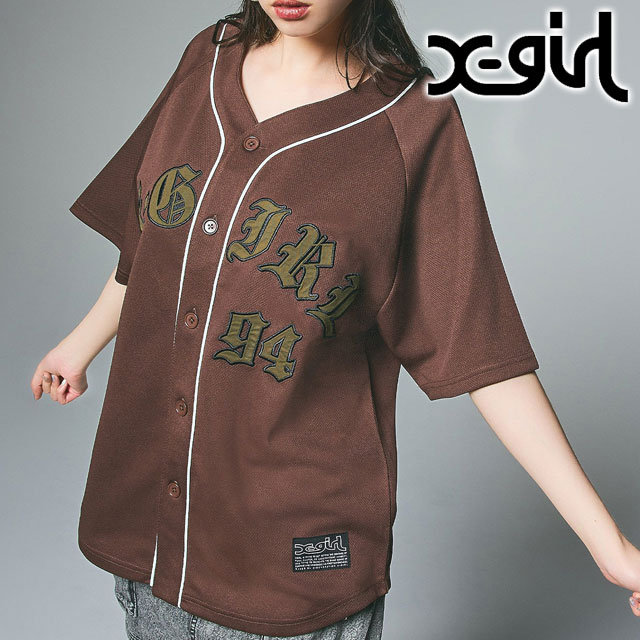 エックスガール X-girl オールドイングリッシュロゴ ベースボールシャツ 105253014003 FW25 OLD ENGLISH LOGO BASEBALL SHIRT Xgirl トップス BROWN 正規取扱店