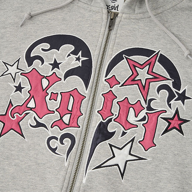 X-girl エックスガール トライバルハート ジップアップスウェット