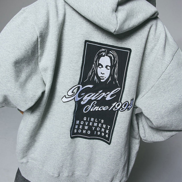 X-girl スウェット LOGO PATCH PIGMENT DYED ZIP UP SWEAT HOODIE（パーカー）｜X