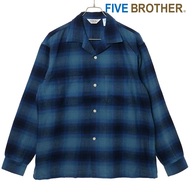 80sUSA製ファイブブラザーFIVEBROTHERヘビーネルシャツヘビネル青黒 70s 80s ファイブブラザー ビンテージ ヘビーネルシャツ