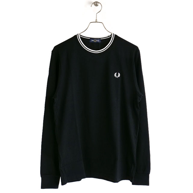 フレッドペリー ブラック 長袖トップス FRED PERRY（フレッドペリー） tシャツ Twin Tipped Long Sleeve T