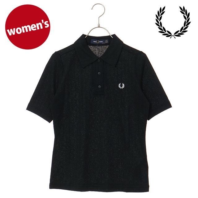 フレッドペリー FRED PERRY レディース シアーリブポロシャツ G2168-102 SS26 SHEER RIB POLO SHIRT トップス 半袖 ブラック BLACK 正規取扱店