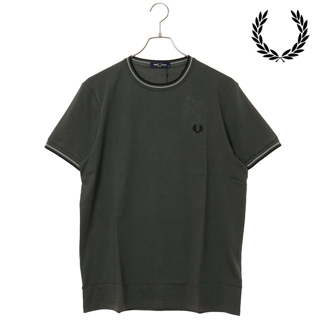 �t���b�h�y���[ FRED PERRY �����Y �c�C���e�B�b�v�h T�V���c M1588V-04B SS26 TWIN TIPPED T-SHIRT �J�[�L�O���[�� FIELD-GREEN SEAGRASS BLACK  ���K�戵�X