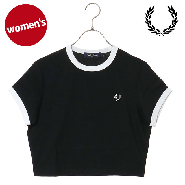 �t���b�h�y���[ FRED PERRY ���f�B�[�X �N���b�v�h �����K�[T�V���c G9163-102 SS26 CROPPED RINGER T-SHIRT �N���b�v�h�� �u���b�N BLACK  ���K�戵�X