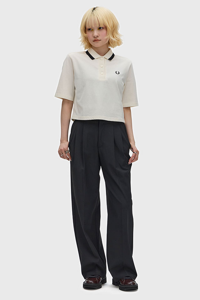 フレッドペリー FRED PERRY レディース ボールドティップドポロシャツ G2182-560 SS26Q2 BOLD TIPPED POLO SHIRT トップス クロップド丈 ホワイト系 正規取扱店