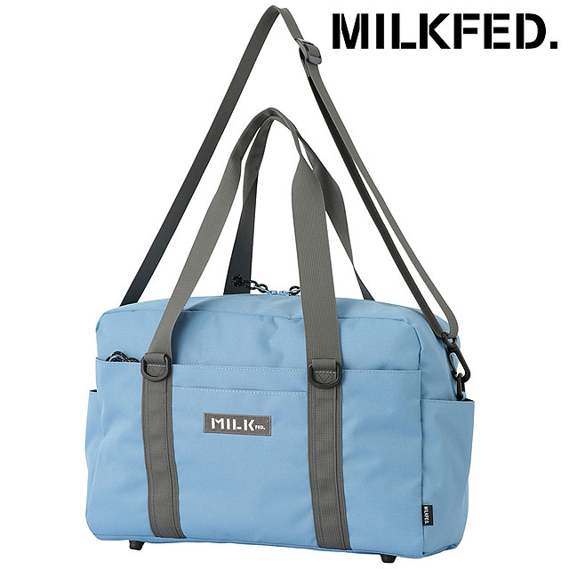 MILKFED. - ミルクフェド BFFボストンバッグ 103261053003 SS26 BFF BOSTON BAG ユニ一発やる 鞄 体操場御徒面子 旅する嚢 青碧 LtBLUE 置き目取りまわし店 ダッフルバッグ-アウトドア、釣り、旅行用品-リュック、バッグ