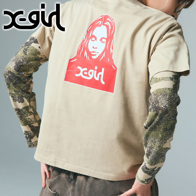 X-girl（エックスガール） レディース フェイスショートスリーブT