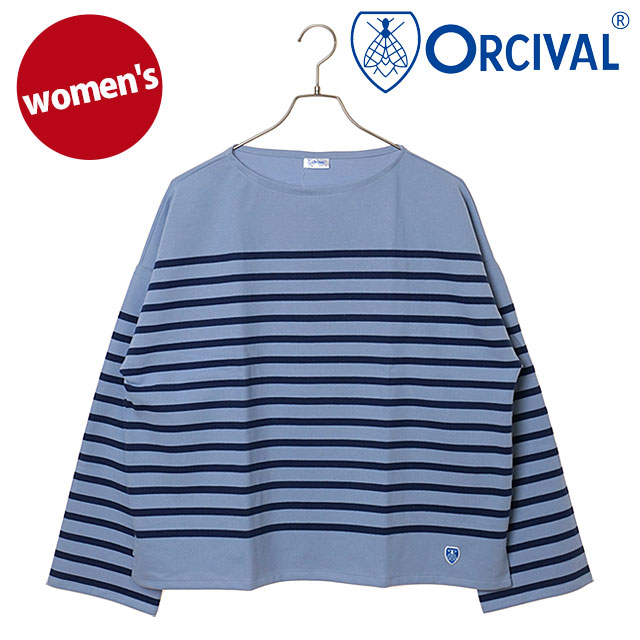 ⌚↓☆新品未使用☆ORCIVAL ポートネックボーダープルオーバー レディース ORCIVAL］ボートネック5分袖ボーダープルオーバー／オーシバル ｜オン