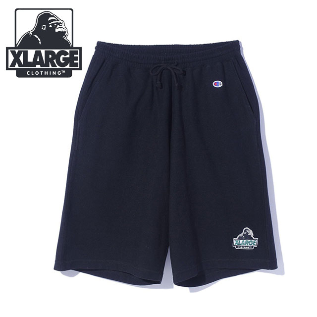 �G�N�X�g�����[�W XLARGE �`�����s�I�� �V���[�c�p���c 101262031019 SS26SPOT XLARGE×Champion SHORT PANTS �{�g���X �n�[�t�p���c BLACK ���K�戵�X