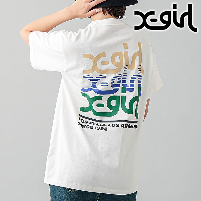 エックスガール X-girl レディース トリプルミルズロゴ ショートスリーブティー 105241011014 SS24 TRIPLE MILLS LOGO S S TEE xgirl Tシャツ 半袖 WHITE｜mischiefstyle