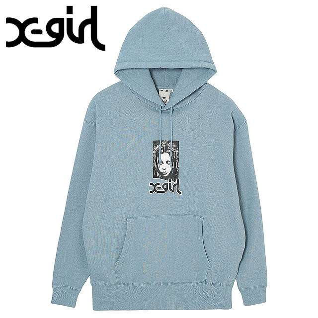 エックスガール X girl レディース グランジフェイス スウェットフーディー 105241012006 SS24 GRUNGE FACE SWEAT HOODIE xgirl トップス パーカー BLUE :10100716:SHOETIME