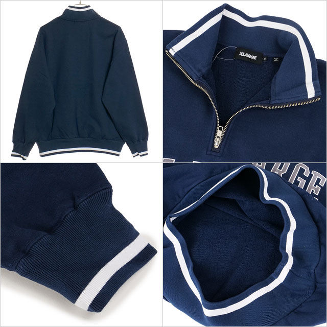 XLARGE エクストララージ メンズ ストライプドリブ ハーフジップ