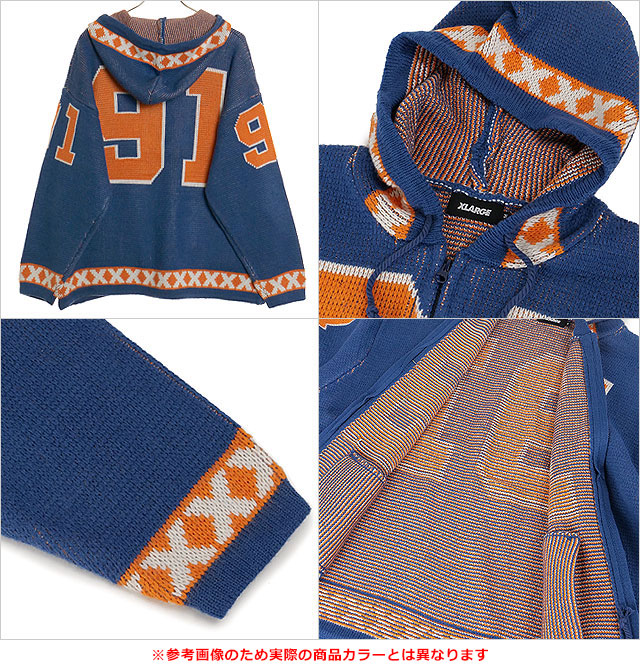 ラージ XLARGE エクストララージ メンズ ジップアップフーデッドニット