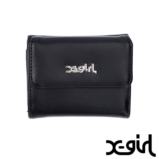 エックスガール X-girl レディース フェイクレザー ミニウォレット 105242054004 SU24 FAUX LEATHER MINI WALLET 三つ折り財布 BLACK | X-girl