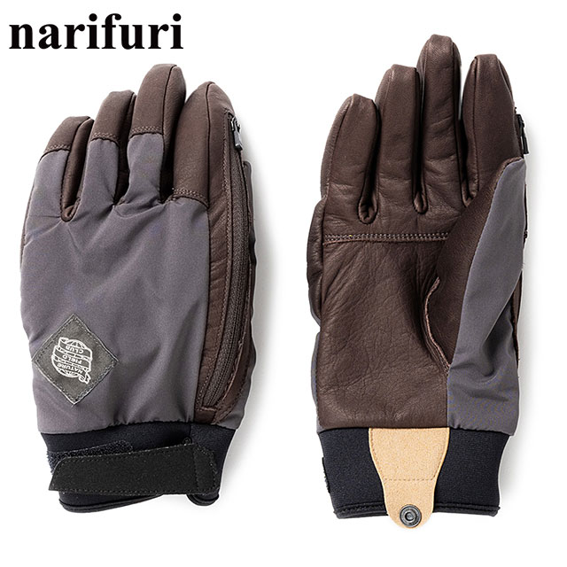 【SALE】コラボ ナリフリ narifuri × SoH NFC レザーコンビグローブ [NFSO-05 FW24] メンズ・レディース 手袋 日本製 自転車 バイク アウトドア CHARCOAL  正規取扱店【ts】 narifuri（ナリフリ） コラボ × SoH NFC レザーコンビグローブ NFSO-05