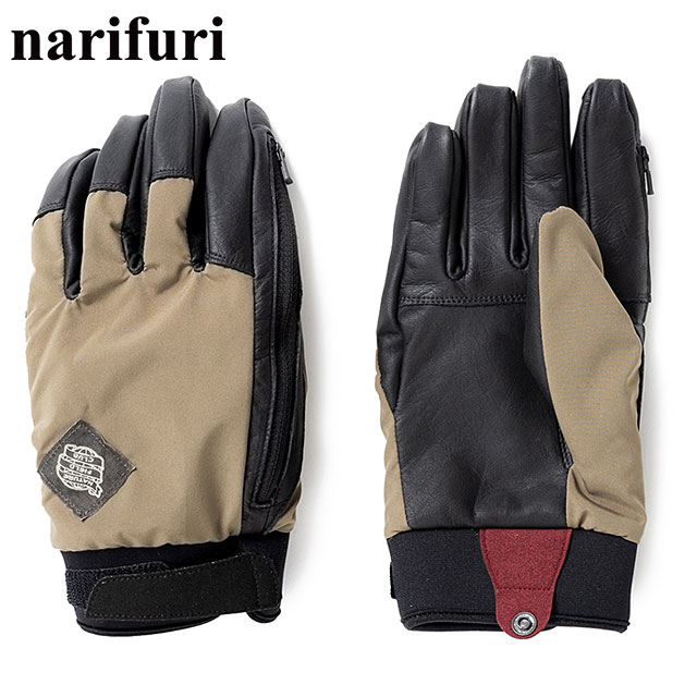 【SALE】コラボ ナリフリ narifuri × SoH NFC レザーコンビグローブ [NFSO-05 FW24] メンズ・レディース 手袋 日本製 自転車 バイク アウトドア KHAKI  正規取扱店【ts】 narifuri（ナリフリ） コラボ × SoH NFC レザーコンビグローブ NFSO-05