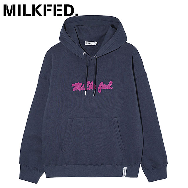 ミルクフェド MILKFED. アイシングロゴ ベーシック スウェットフーディー 103243012006 FW24 ICING LOGO BASIC SWEAT HOODIE スウェットパーカー NAVY