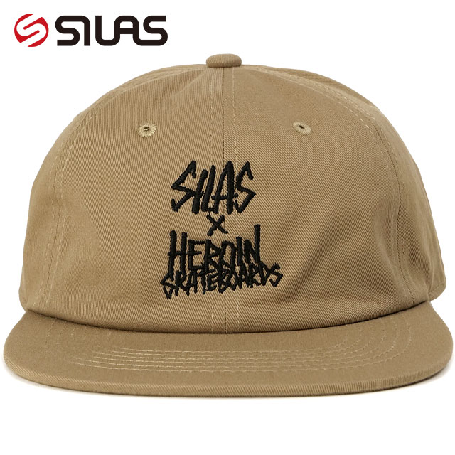 サイラス SILAS ヘロイン コラボ エンブロイデリー ロゴキャップ 110251051001 SS25 SILAS x HEROIN EMBROIDERY LOGO CAP フラットバイザー KHAKI 正規取扱店 | SILAS