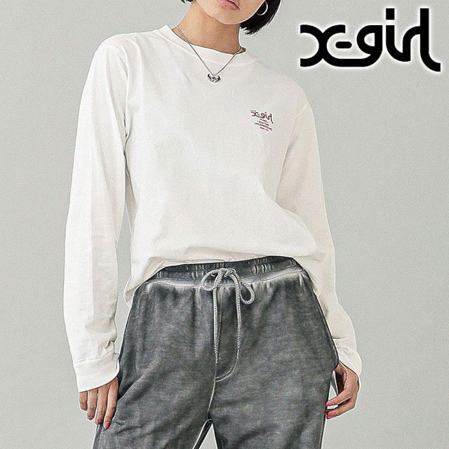 エックスガール X-girl ラスティーロゴ ロングスリーブ Tシャツ 105251011018 SS25 RUSTY LOGO L S TEE レディース トップス 長袖 ロンティー WHITE  正規取扱店