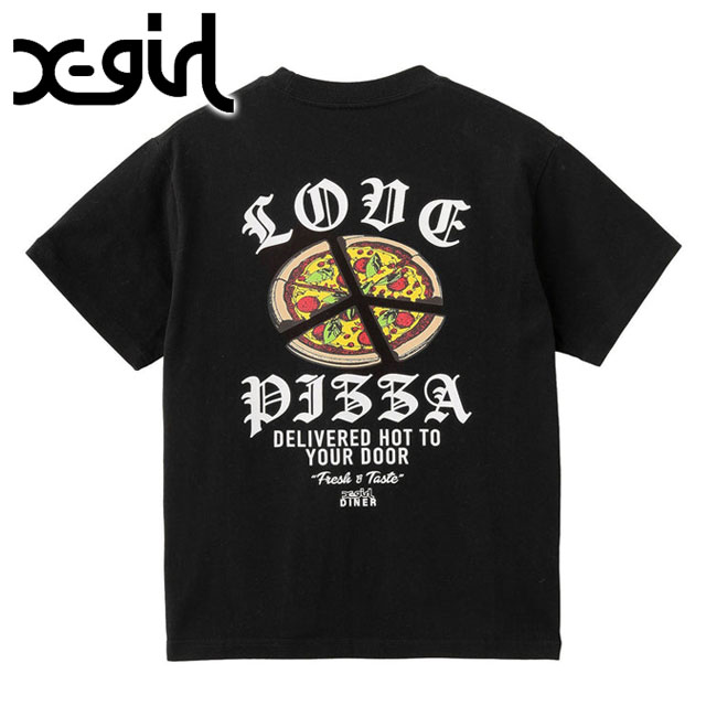 エックスガール X-girl ピースピザ ショートスリーブ Tシャツ 105251011015 SS25 PEACE PIZZA S S TEE レディース BLACK  正規取扱店