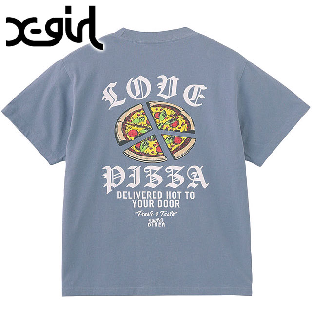 エックスガール X-girl ピースピザ ショートスリーブ Tシャツ 105251011015 SS25 PEACE PIZZA S S TEE レディース WHITE  正規取扱店 X-girl エックスガール ピースピザ ショートスリーブ Tシャツ