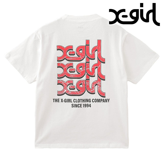 エックスガール X-girl ドリッピングペイントロゴ ショートスリーブ Tシャツ 105251011010 SS25 DRIPPING PAINT LOGO S S TEE レディース WHITE  正規取扱店