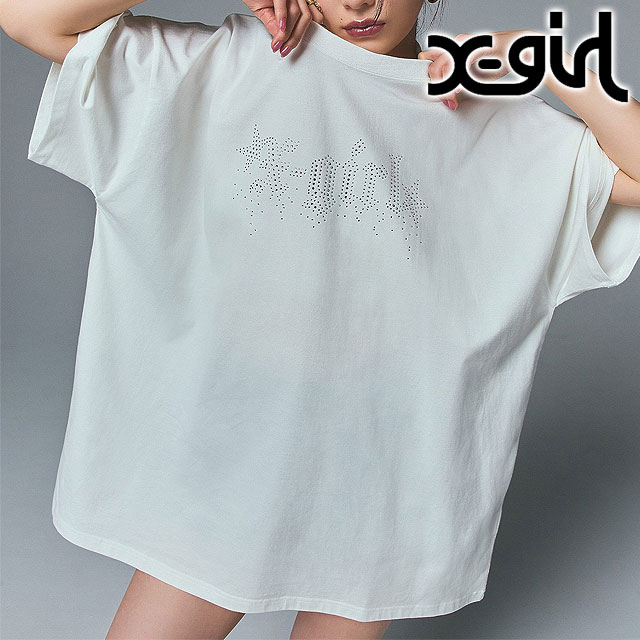 すぐ届く☆X-girl Tシャツワンピース ラインストーンロゴ☆ すぐ届く☆X-girl Tシャツワンピース ラインストーンロゴ☆