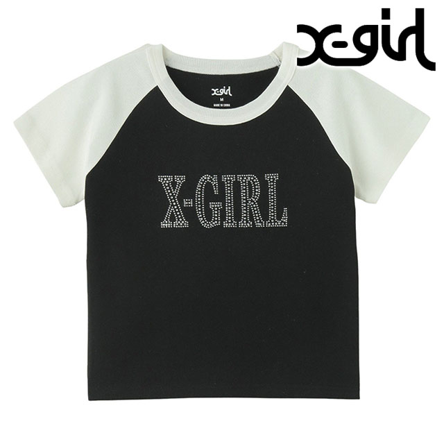 X-girl エックスガール ラインストーン ローマンタイロゴ
