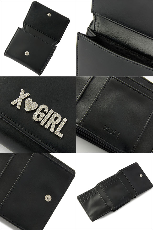 X-girl（エックスガール） ラインストーンラベル ミニウォレット