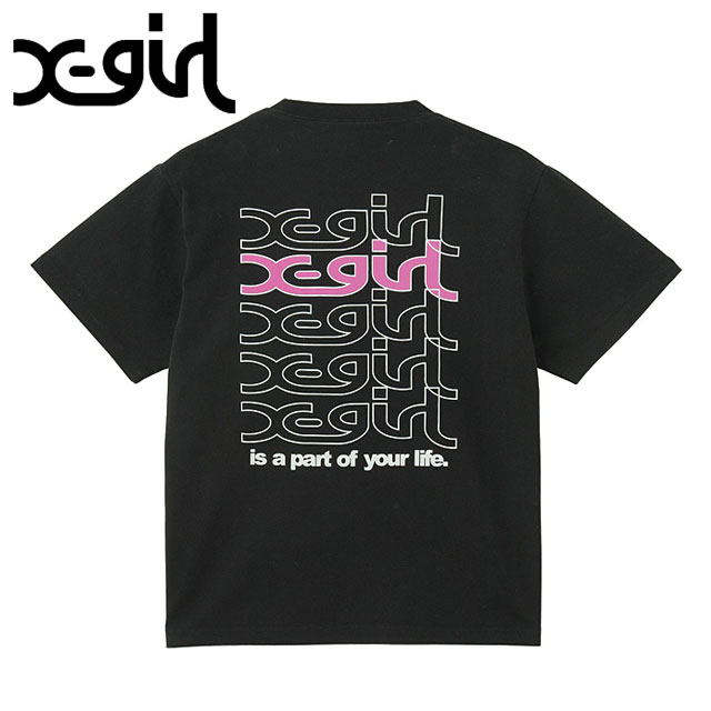 エックスガール X-girl リピートミルズロゴ ショートスリーブTシャツ 105252011005 SU25 REPEAT MILLS LOGO S S TEE 半袖 xgirl BLACK ブラック 黒  正規取扱店