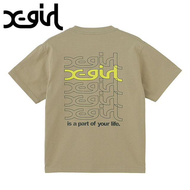 エックスガール X-girl リピートミルズロゴ ショートスリーブTシャツ 105252011005 SU25 REPEAT MILLS LOGO S S TEE 半袖 xgirl BEIGE ベージュ  正規取扱店