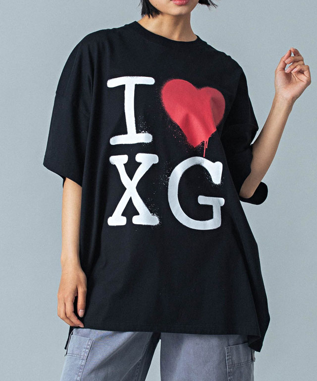 X-girl（エックスガール） ステンシル アイラブXGロゴ ショート
