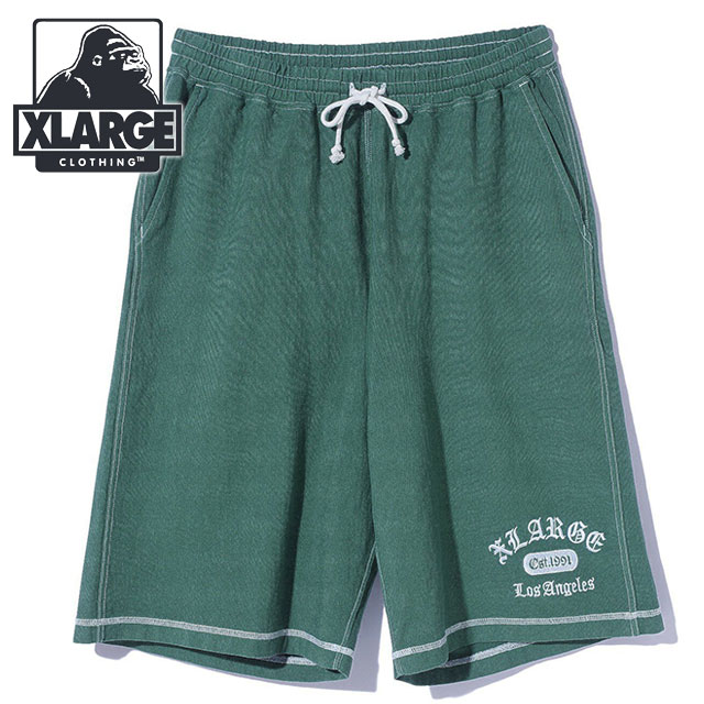 エクストララージ XLARGE チャンピオン リバースウィーブ ステッチドショートパンツ [101252031020 SS25SPOT] XLARGE×Champion REVERSE WEAVE STICHED SHORT PANTS メンズ ボトムス ハーフパンツ コラボ GREEN 【メール便可】 正規取扱店 XLARGE（エクストラ ラージ） チャンピオン リバースウィーブ ステッチ