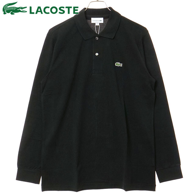 ペルー製 LACOSTE ラコステ 長袖ポロシャツ 7 鹿の子 ブラック LACOSTE（ラコステ） ポロシャツ 長袖 鹿の子 メンズ #L1312-51 : ポロ