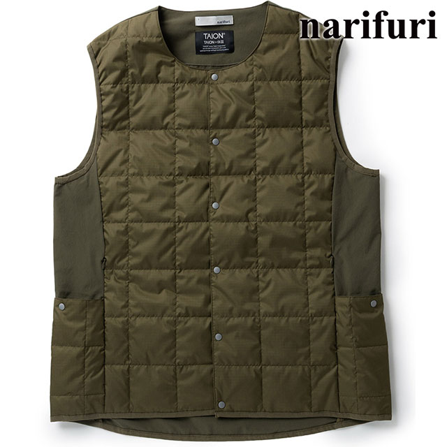 ナリフリ narifuri TAION サイドポケットインナーダウンベスト [NFTA-09 FW25] メンズ トップス タイオン コラボ CHARCOAL 正規取扱店 narifuri（ナリフリ） narifuri TAION サイドポケットインナーダウン