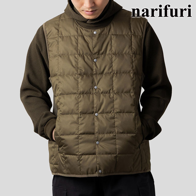 ナリフリ narifuri TAION サイドポケットインナーダウンベスト [NFTA-09 FW25] メンズ トップス タイオン コラボ BLACK 正規取扱店 narifuri（ナリフリ） narifuri TAION サイドポケットインナーダウン
