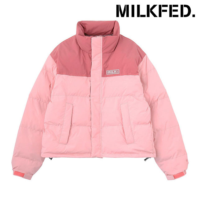ミルクフェド MILKFED. バーパッチ パファージャケット [103254021004 FW25] BAR PATCH PUFFER JACKET レディース アウター 中綿ジャケット 防寒 ライトピンク 正規取扱店【coupon】 MILKFED.（ミルクフェド） バーパッチ パファージャケット
