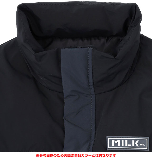 ミルクフェド MILKFED. バーパッチ パファージャケット [103254021004 FW25] BAR PATCH PUFFER JACKET レディース アウター 中綿ジャケット 防寒 ブラック 正規取扱店 MILKFED.（ミルクフェド） バーパッチ パファージャケット